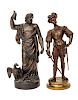 Two Bronze Figures Height of taller 8 inches.