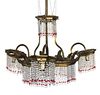 An Art Deco Gilt Bronze and Glass Four-Light Chandelier Height 41 inches.
