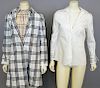 Burberry women's plaid spring jacket along with two Burberry shirts. length of jacket 33in.