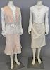 Ralph Lauren purple label group to include white linen jacket, peach silk vest (size 4) new with tag $595., peach linen skirt (size 6), and an off-whi