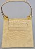 Rene Mancini tan alligator skin leather handbag purse with original dust bag, excellent condition. 7 1/2" x 8" x 3"