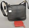 Coach black leather purse / bag with red leather wallet.