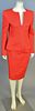 Escada two piece suit, red silk jacket and matching skirt (size 36).
