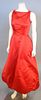 Bill Blass Women Designer red satin dress and skirt with matching belt, excellent condition (size 4, dress: lg. 54in., skirt: lg. 46in.).