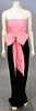 Ginvency Designer strapless evening gown / dress, pink satin top over black velvet skirt, excellent condition (lg. 60 in.).