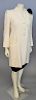 Christian Dior Paris Haute Couture #27367 & #27368 womens cream color coat with black flow and three button front (one button off but in pocket) with 