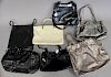 Group of seven leather purses including American Glamour, Elliot Lucca, Kenneth Cole, Lisa, Capacciou, Desmo and Franchi.