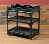 GREEN PAINTED THREE-TIERED BAR CART