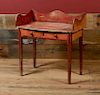 CONTINENTAL PROVINCIAL SALMON AND RED IRON PAINTED WORK TABLE