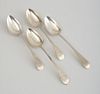 SET OF FOUR AMERICAN FEDERAL SILVER BRIGHT-CUT SOUP SPOONS