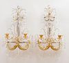 PAIR OF REGENCY GILT-METAL AND CUT-GLASS TWO-LIGHT WALL SCONCES
