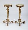 PAIR OF ITALIAN ROCOCO STYLE PAINTED AND PARCEL-GILT PEDESTALS