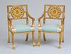 PAIR OF ITALIAN NEOCLASSICAL STYLE GILTWOOD ARMCHAIR