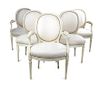 A Set of Four Louis XVI Style Painted Fauteuils Height of first 19 inches.