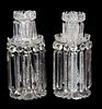 A Pair of Cut Crystal Single Light Girondoles Height 12 1/2 inches.