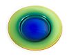 A Colored Glass Charger, Peter Secrest Diameter 16 1/4 inches.