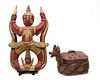 Two Balinese Polychromed and Carved Wood Articles Height of tallest 20 1/2 inches.