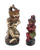 Two Balinese Carved and Painted Wood Figures Height of taller 15 3/4 inches.