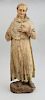 ITALIAN RENAISSANCE CARVED AND PAINTED WOOD FIGURE OF A MONK