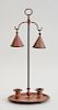 FRENCH DUSTY ROSE-GROUND TÔLE PEINT TWO-LIGHT BOULLIOTTE LAMP