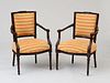 PAIR OF ITALIAN NEOCLASSICAL STAINED WALNUT ARMCHAIRS