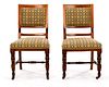 Pair of Turned Walnut Upholstered Side Chairs