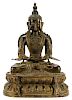 19th C. Amitabha Buddha, Polychrome & Gilt Bronze