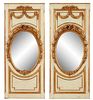 Pair of Polychrome & Gilt Wood Mirrored Panels