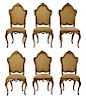 Set of 6 Venetian Style Giltwood Rococo Chairs