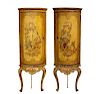 Pair, Rococo Polychrome Corner Cabinets on Stands