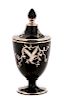 Rockwell Silver, Silver Overlay Lidded Glass Urn
