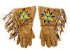 Pair, Blackfoot Tribe Beaded Hide Gauntlet Gloves