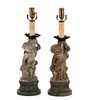 Pair of Weathered Plaster Figural Table Lamps