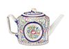 Famille Rose Porcelain Lidded Drum-Form Teapot