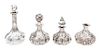 * A Group of Four Silver Overlay Glass Perfume Bottles Height of tallest 6 1/2 inches.
