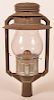 Tin Post Lantern with Glass Shade and Burner.