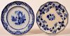 Two Various Flow Blue Transfer China Plates.
