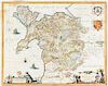 (MAP) JANSSON, JAN. Principatus Walliae Pars Borealis Vulgo North Wales. Amsterdam, ca. 1650. Double page engraved map.