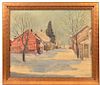 Harry M. Book Painting of Winter Village Scene.