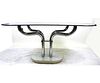 VINTAGE CONTEMPORARY SMOKED GLASS TOP TABLE