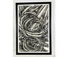 FRAMED ABSTRACT CHARCOAL DRAWING ON PAPER