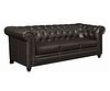 BROWN LEATHER CHESTERFIELD STYLE TUFTED SOFA