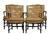 The Harden Furniture Company Upholstered Ebonized Wood Armchair Collection