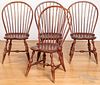 Set of four D.R. Dimes bowback Windsor chairs