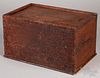 Stained pine slide lid candle box, 19th c.