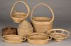 Seven South Carolina sweetgrass baskets