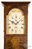 New England painted pine tall case clock, 19th c.