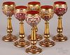 Bohemian enamel and gilt decorated wine glasses