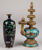 Chinese cloisonne lamp and vase