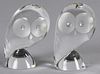 Two Steuben crystal glass owls